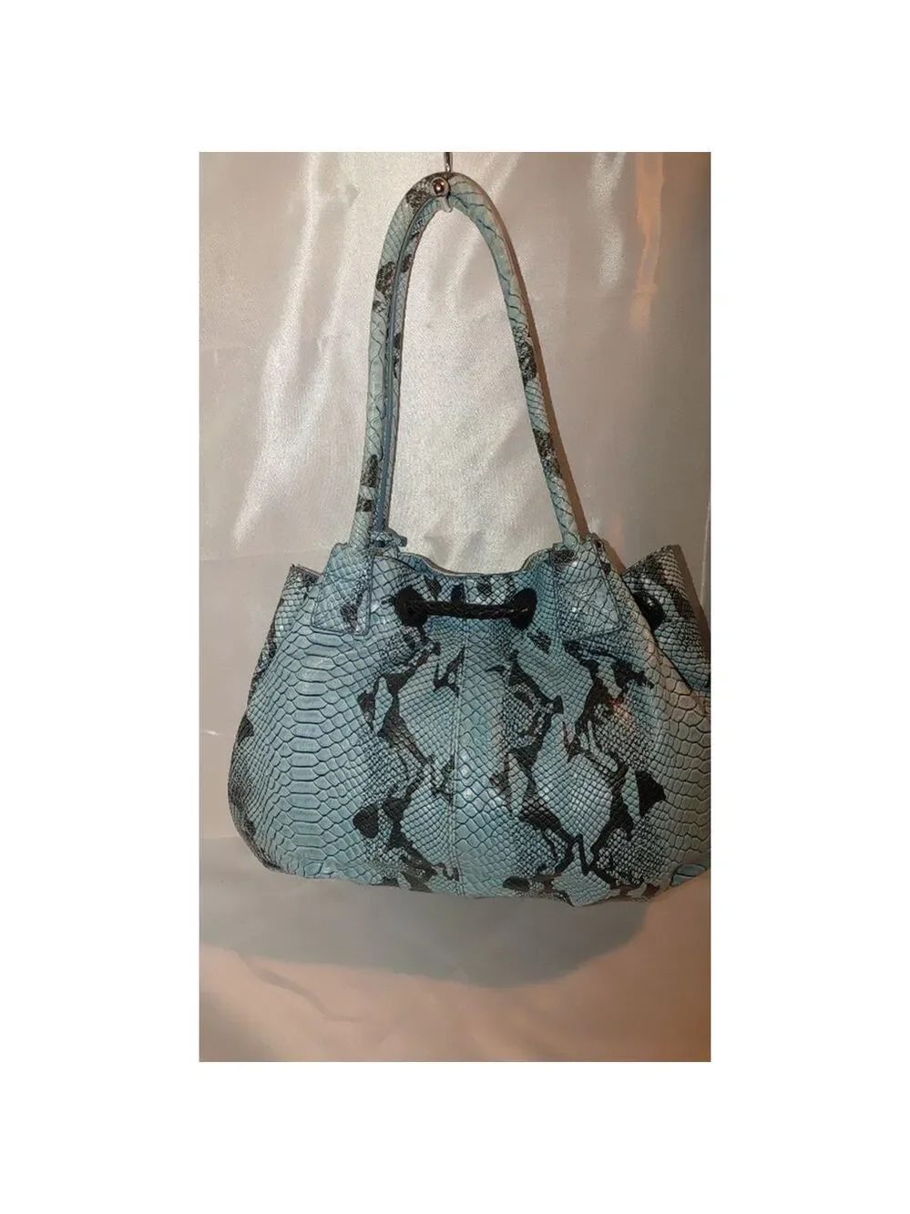 RARE Iris Tyler Snakeskin Drawstring Leather Bag